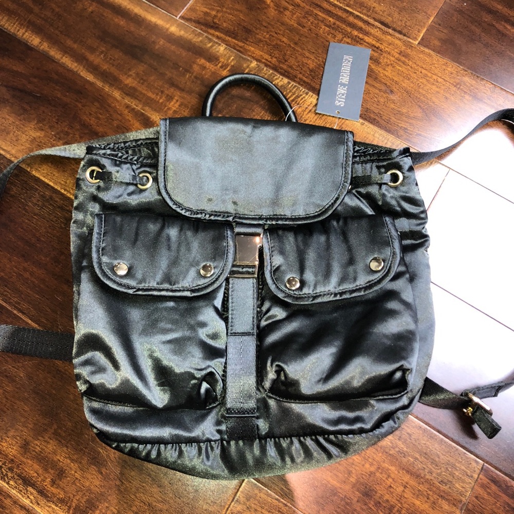 Steve Madden Silk-Like Black Mini Backpack